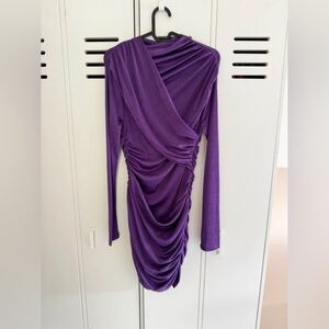 Elegant Purple Ruched Dress